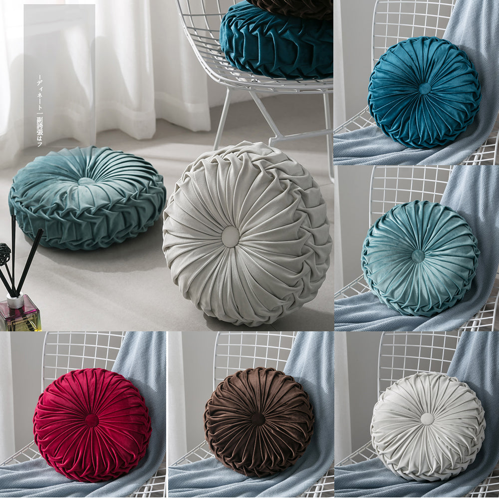 Velvet Pleated Round Floor Cushion Pillow - COOLCrown Store