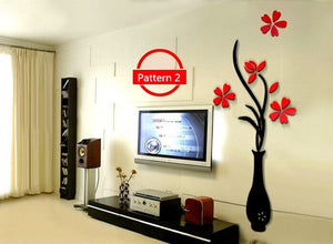 Colorful Multi-Pieces Flower Vase 3D Acrylic Wall Decoration Sticker - COOLCrown Store