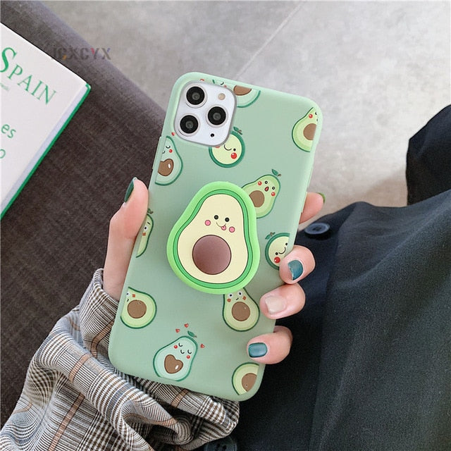 3D Luxury Cute Cartoon Fruit Avocado Soft Silicone Phone Case for Iphone - COOLCrown Store