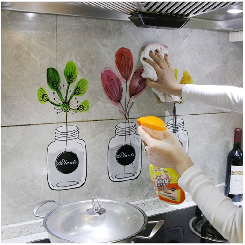 Kitchen Self Adhesive Cartoon Oil Proof Waterproof Wallpapers - COOLCrown Store