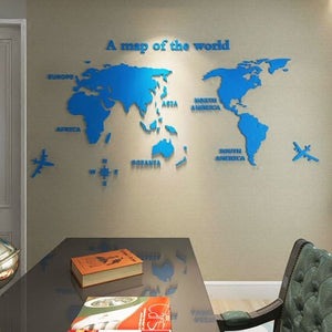 3D World Map Wall Sticker Acrylic Decoration - COOLCrown Store