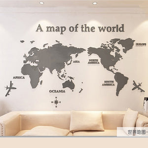 3D World Map Wall Sticker Acrylic Decoration - COOLCrown Store