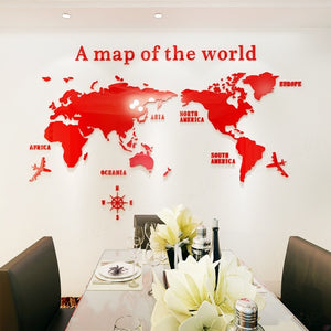 3D World Map Wall Sticker Acrylic Decoration - COOLCrown Store