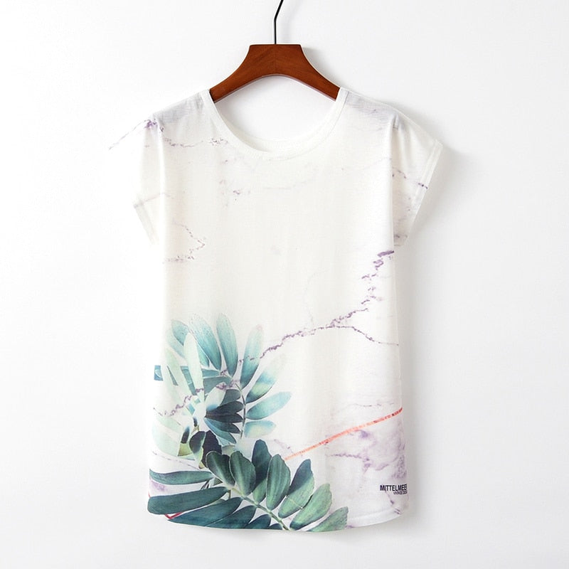 Women Cute Style Bird Print Loose T-shirt - COOLCrown Store