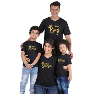 father mother daughter son crown t shirt family matching clothes outfits look daddy mommy and me baby dress king queen princess - COOLCrown Store