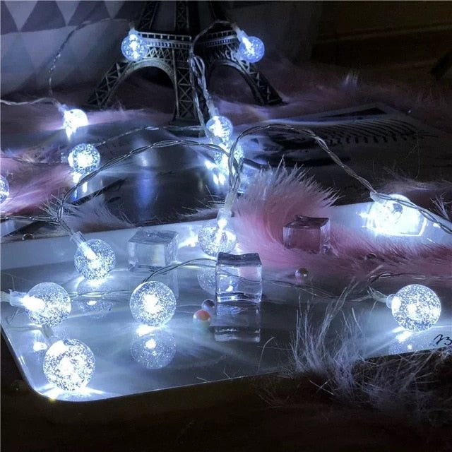 Battery or USB Led String Fairy Gypsophila Bubble Ball Lamp For Holiday Christmas Wedding Decoration - COOLCrown Store