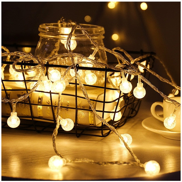 Battery or USB Led String Fairy Gypsophila Bubble Ball Lamp For Holiday Christmas Wedding Decoration - COOLCrown Store