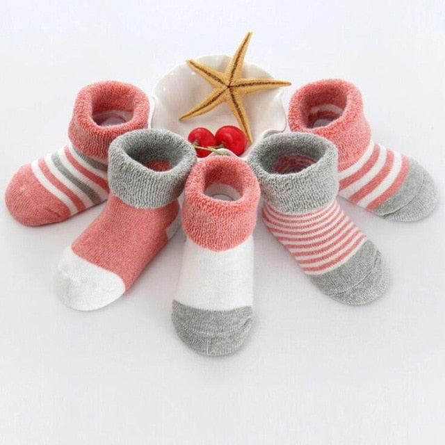 5 Pair/lot new cotton thick baby toddler socks autumn and winter warm baby foot sock - COOLCrown Store