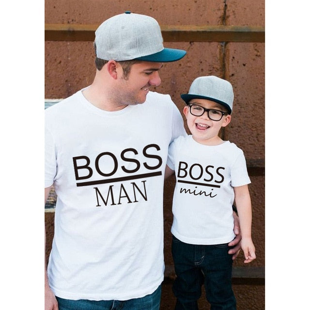 BOSS MAN and BOSS mini Little print Family Matching Father Son Kids Clothes Baby boy  Father and Son Family Look Summer Clothes - COOLCrown Store