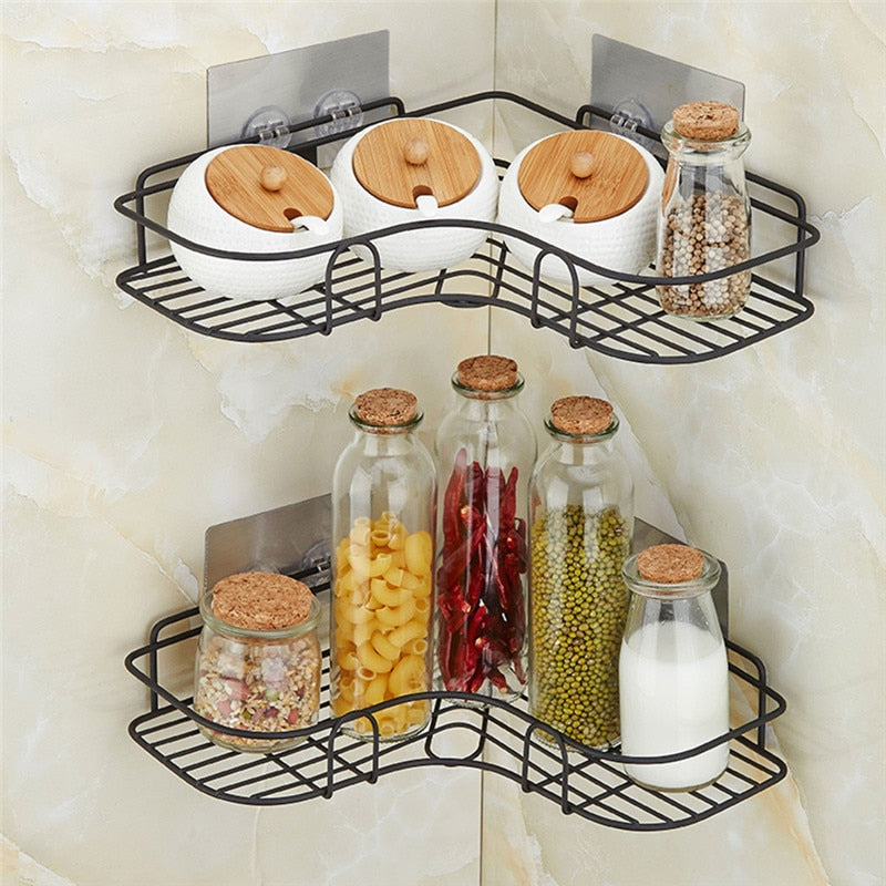 Punch Free Corner Bathroom Shelf Iron Storage - COOLCrown Store