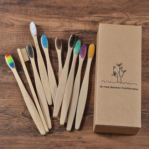 New design mixed color bamboo toothbrush Eco Friendly wooden Tooth Brush Soft bristle Tip Charcoal adults oral care toothbrush - COOLCrown Store