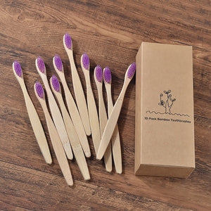 New design mixed color bamboo toothbrush Eco Friendly wooden Tooth Brush Soft bristle Tip Charcoal adults oral care toothbrush - COOLCrown Store