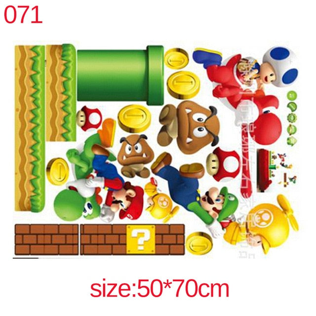 2pcs Super Mario Bros Kids Removable Wall Sticker Decals - COOLCrown Store