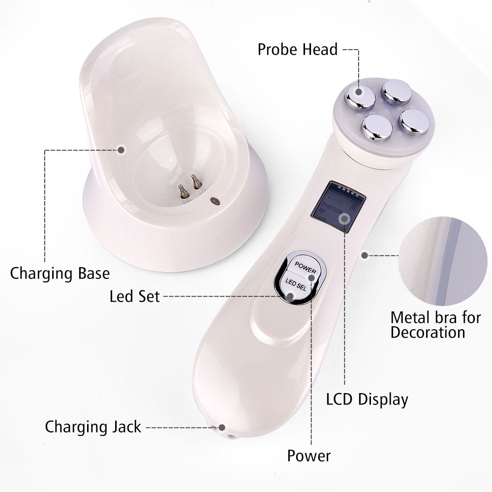 5 in 1 Electroporation LED Photon Facial RF Radio Frequency Skin Rejuvenation Therapy Device - COOLCrown Store