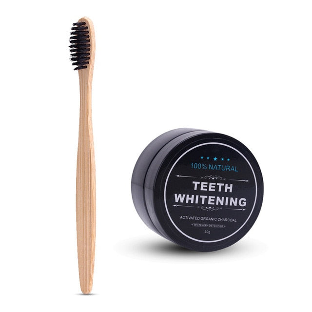 Teeth Whitening Bamboo Charcoal Toothbrush Soft-bristle Wooden Tooth Brush Tooth Powder Oral Hygiene Cleaning - COOLCrown Store