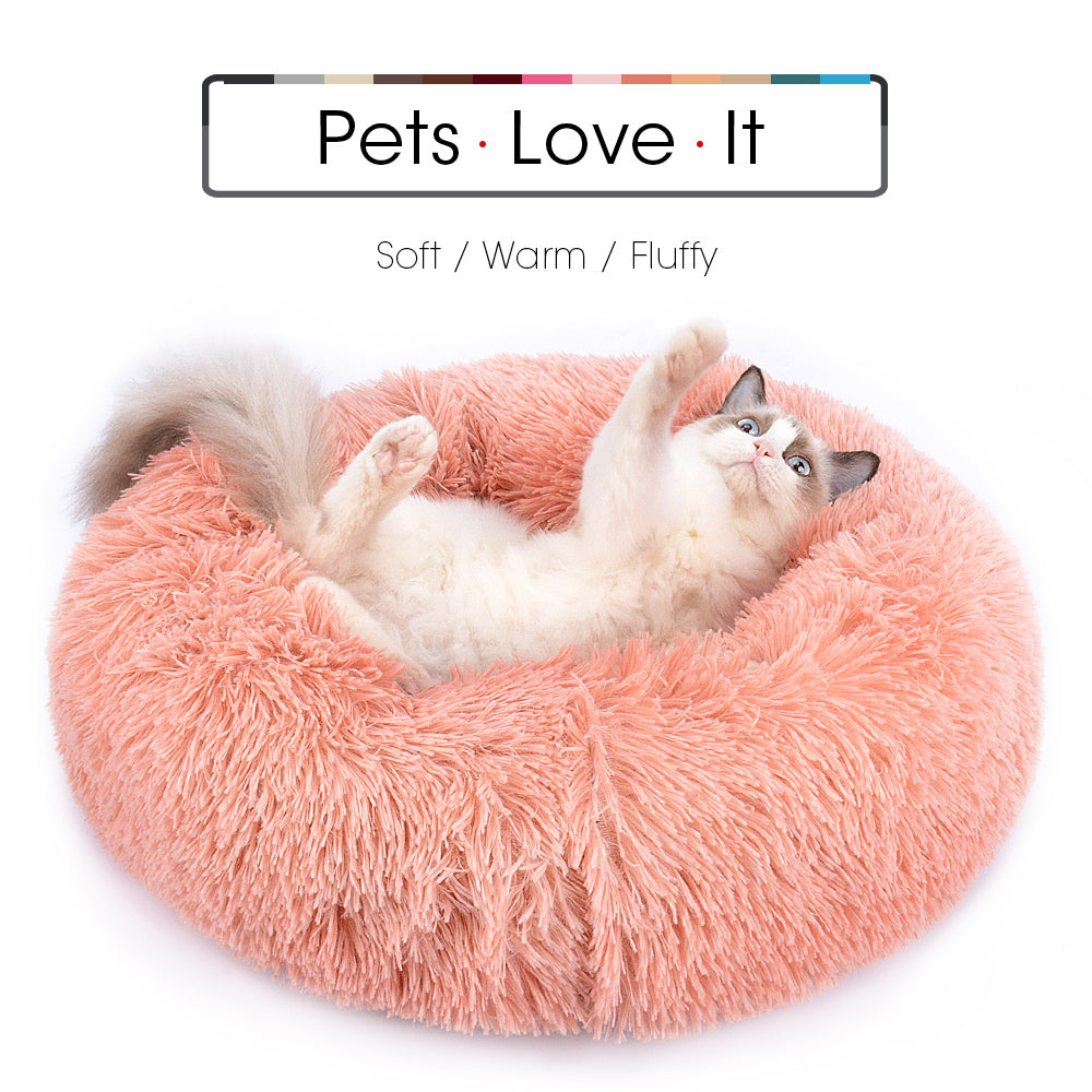 Round Calming Pet Dog & Cat Bed With Zipper - COOLCrown Store