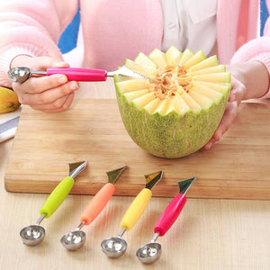 4pcs 2 in1 Stainless Steel Double-end Melon Ice Cream Baller Scoop - COOLCrown Store