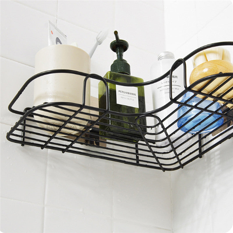 Punch Free Corner Bathroom Shelf Iron Storage - COOLCrown Store