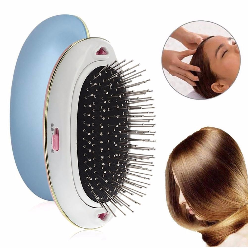 Portable Electric Ionic Hairbrush Anti-static Straight hair Comb Head Massager Anti hair loss Comb - COOLCrown Store