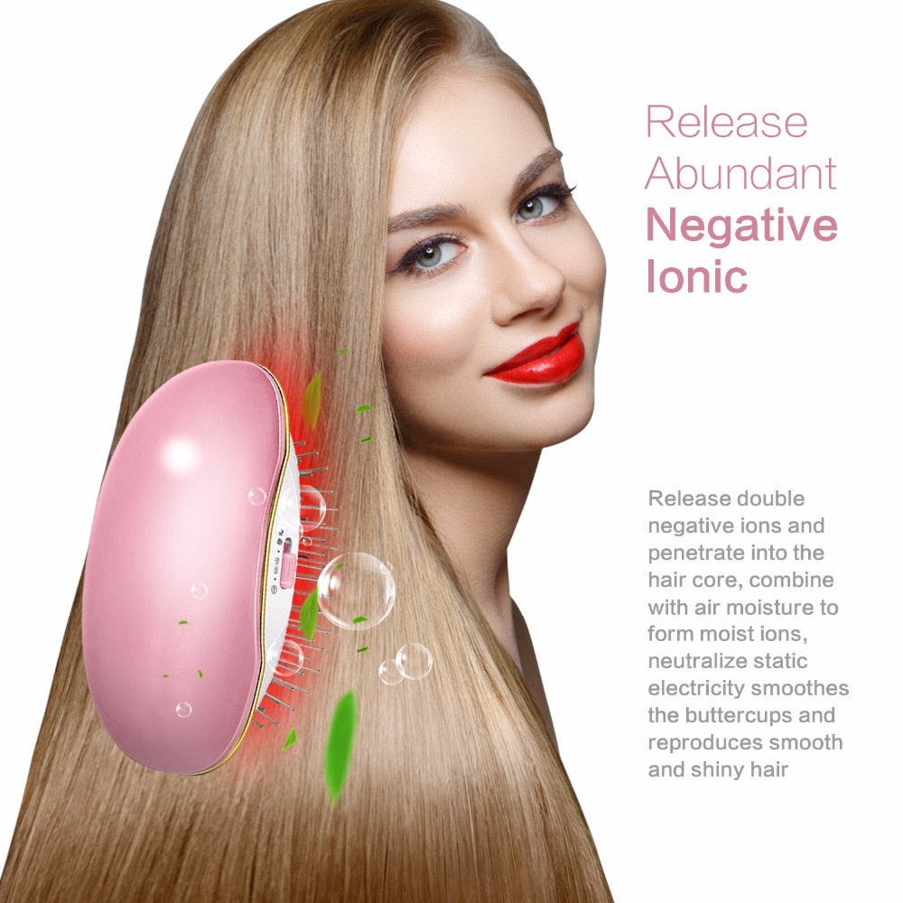 Portable Electric Ionic Hairbrush Anti-static Straight hair Comb Head Massager Anti hair loss Comb - COOLCrown Store