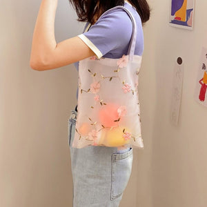 2pcs Embroidered Light Clear Organza Jelly Tote Messenger Shoulder Bags - COOLCrown Store