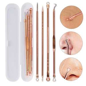 4Pcs Rose Gold Acne Pimple Extractor Remover Tool Kit Blackhead Blemish Removers - COOLCrown Store