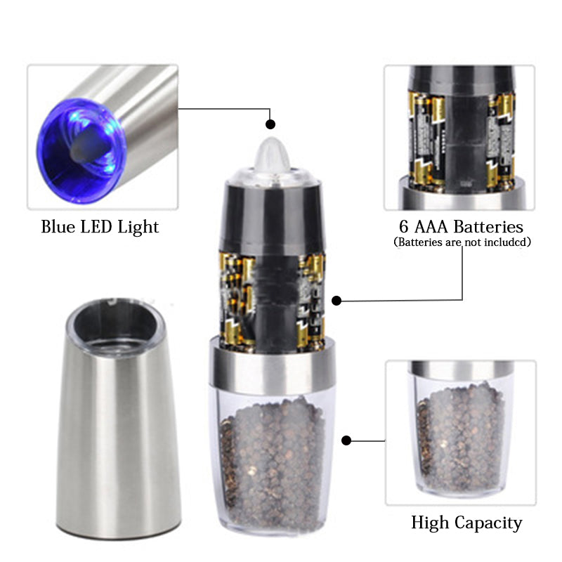 2pcs/set Electric Pepper Grinder Salt And Pepper Mills Spice Grinder - COOLCrown Store