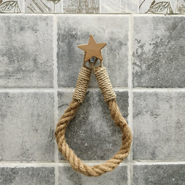 Vintage Towel and Toilet Paper Rope Hanging Holder - COOLCrown Store