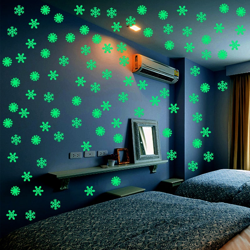 2sets 3D Snowflake Luminous Wall Sticker Fluorescent Glow - 50pcs/set - COOLCrown Store