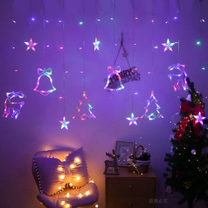 Christmas Lights Led 3.5m Curtain Light Garland Star Bells Decor - COOLCrown Store