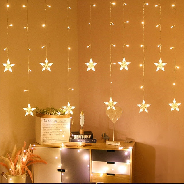 Christmas Lights Led 3.5m Curtain Light Garland Star Bells Decor - COOLCrown Store