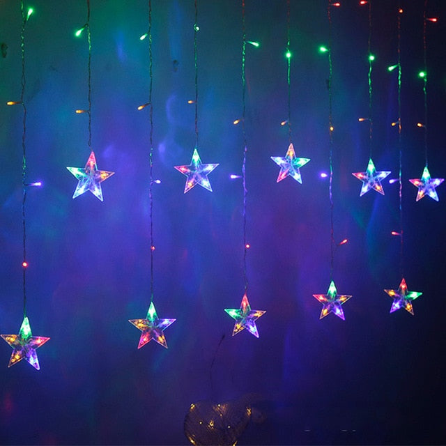 Christmas Lights Led 3.5m Curtain Light Garland Star Bells Decor - COOLCrown Store