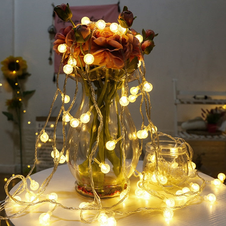 Battery or USB Led String Fairy Gypsophila Bubble Ball Lamp For Holiday Christmas Wedding Decoration - COOLCrown Store