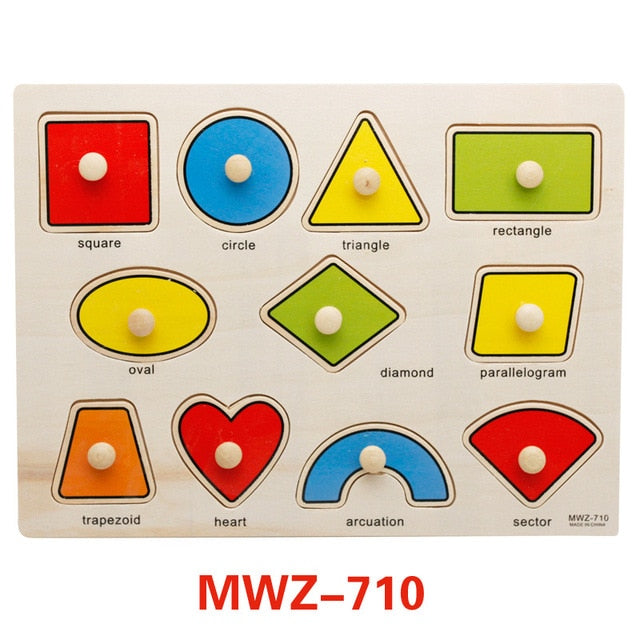 Kids 3D Wooden Puzzles Toys Alphabet Number Puzzle Baby Colorful Letter Digital Geometric Montessori Educational Toy - COOLCrown Store