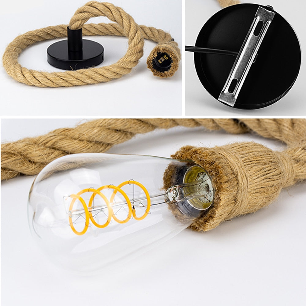 Vintage Hemp Rope Pendant Light Retro - COOLCrown Store