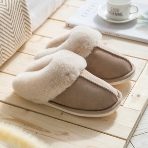 Luxury Faux Suede Full Fur Winter Warm Plush Slippers - COOLCrown Store