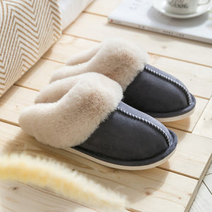 Luxury Faux Suede Full Fur Winter Warm Plush Slippers - COOLCrown Store