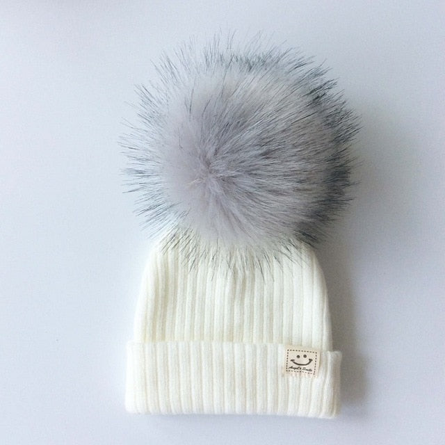 Winter Baby Boy Girl Artificial Pompom Knitted Hat - COOLCrown Store