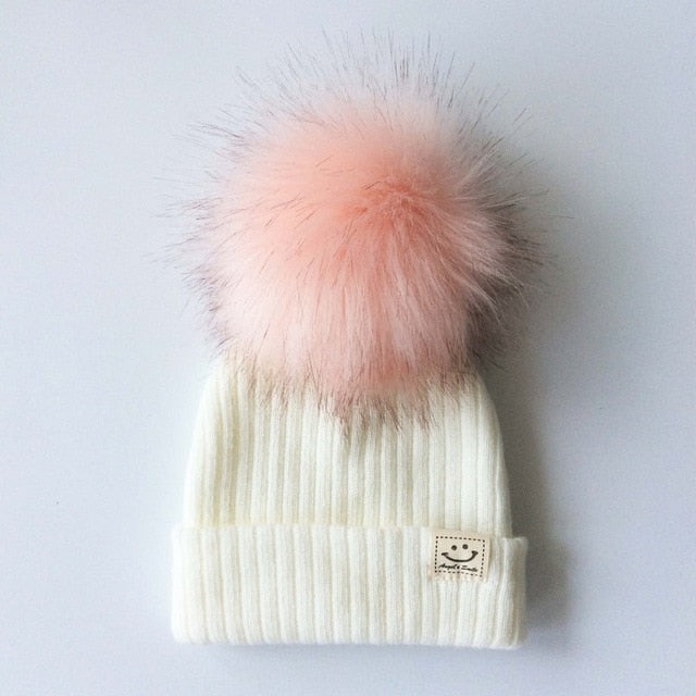 Winter Baby Boy Girl Artificial Pompom Knitted Hat - COOLCrown Store