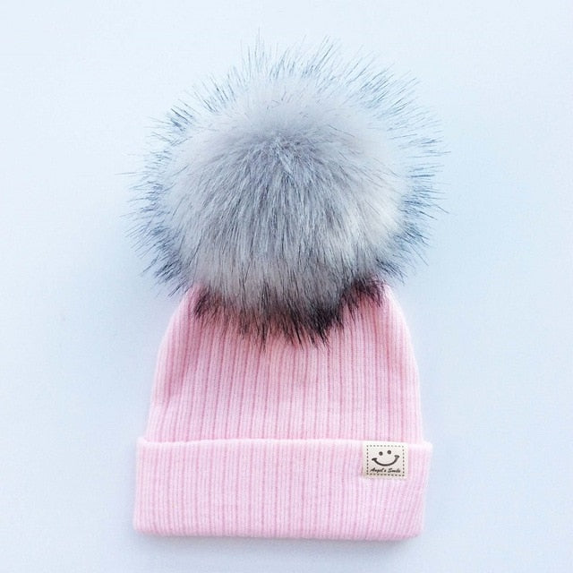 Winter Baby Boy Girl Artificial Pompom Knitted Hat - COOLCrown Store