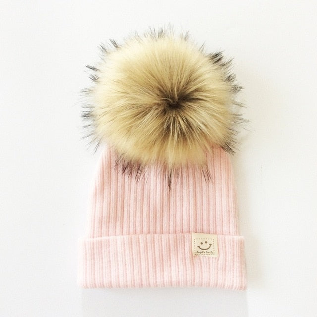 Winter Baby Boy Girl Artificial Pompom Knitted Hat - COOLCrown Store