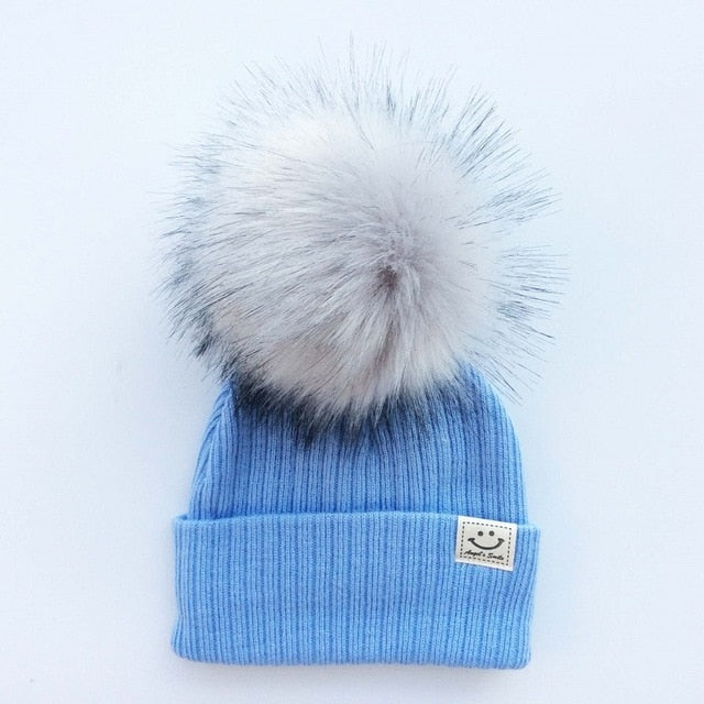 Winter Baby Boy Girl Artificial Pompom Knitted Hat - COOLCrown Store