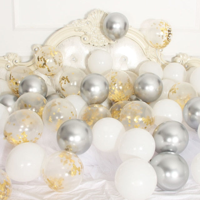 18pcs 10inch Gold Silver Pink Chrome Latex Balloons - COOLCrown Store