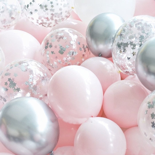 18pcs 10inch Gold Silver Pink Chrome Latex Balloons - COOLCrown Store