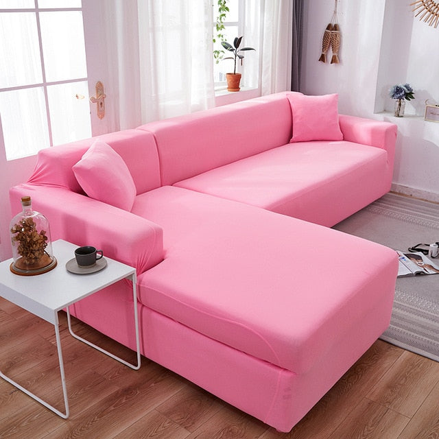 Plain Corner Sofa Covers for Living Room Elastic Spandex Couch Cover Stretch Slipcovers L Shape Sofa Need Buy 2pcs Sofa Cover - COOLCrown Store