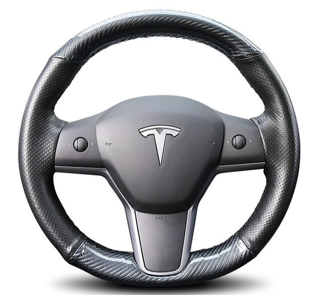 Steering Wheel Cover for Tesla Model 3 Genuine Leather - COOLCrown Store