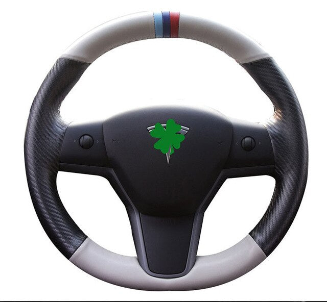 Steering Wheel Cover for Tesla Model 3 Genuine Leather - COOLCrown Store