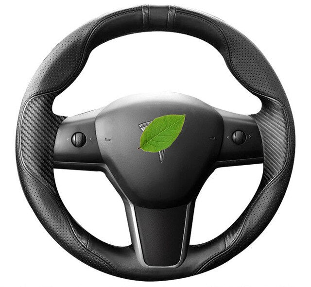 Steering Wheel Cover for Tesla Model 3 Genuine Leather - COOLCrown Store