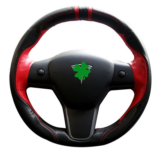 Steering Wheel Cover for Tesla Model 3 Genuine Leather - COOLCrown Store