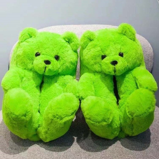 Teddy Bear Plush Furry Faux Cartoon Slippers - COOLCrown Store